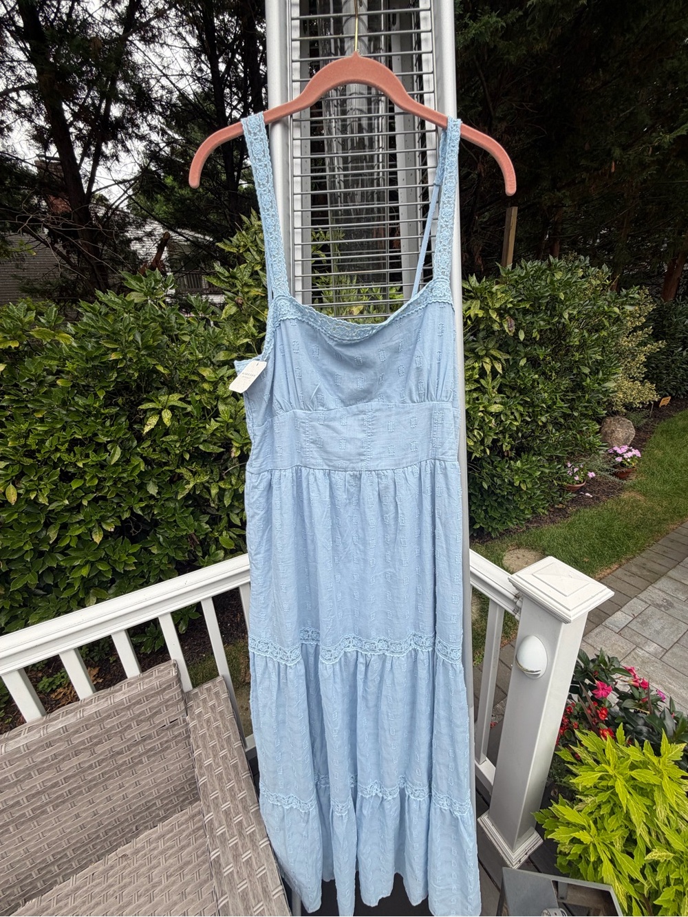 Altar'd State Light Blue Lace Tiered Maxi Dress